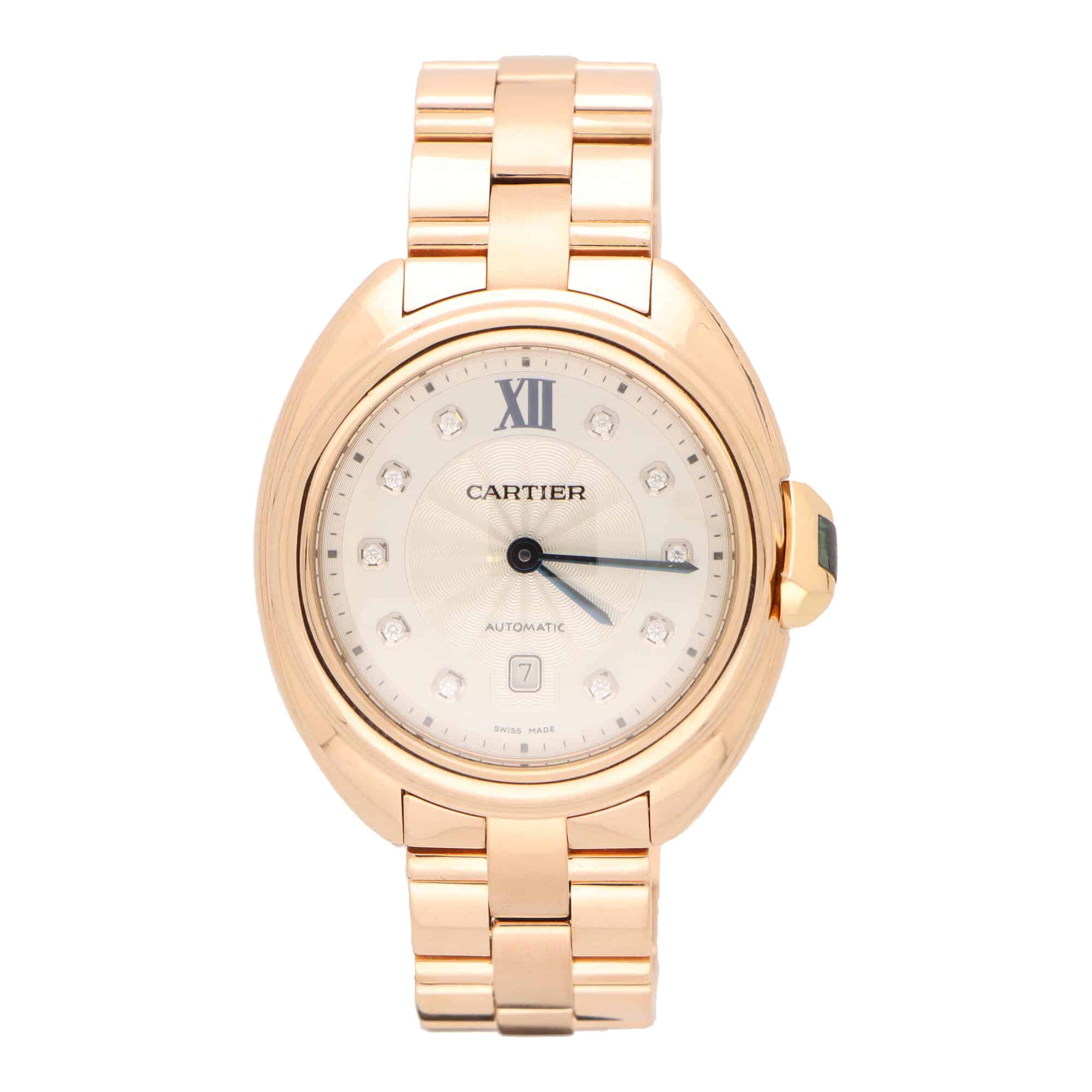 Vintage Cle de Cartier Rose Gold and Diamond Automatic Watch