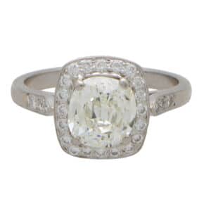 Antique Old Cushion Cut Diamond Cluster Ring