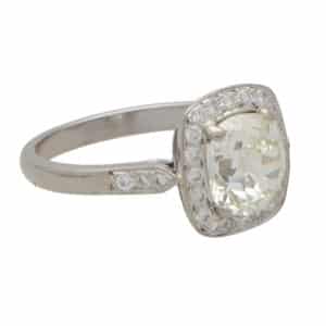 Antique Old Cushion Cut Diamond Cluster Ring