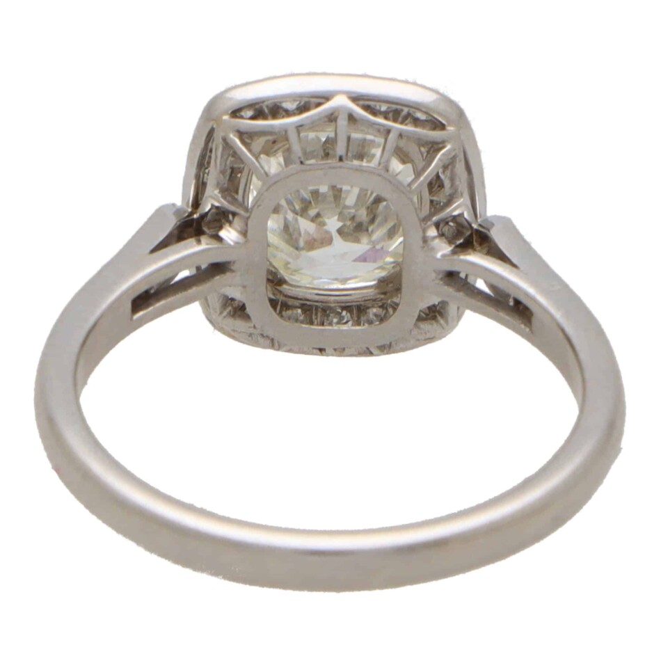 Antique Old Cushion Cut Diamond Cluster Ring