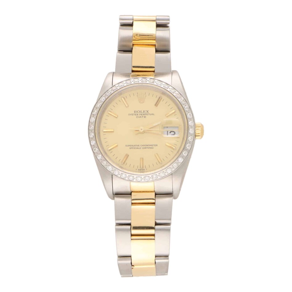 Vintage 1992 Afterset Diamond Rolex Oyster Perpetual Date Watch