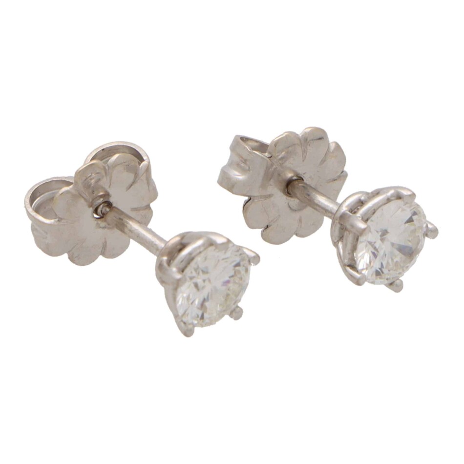 Vintage 1.50ct Diamond Solitaire Stud Earrings