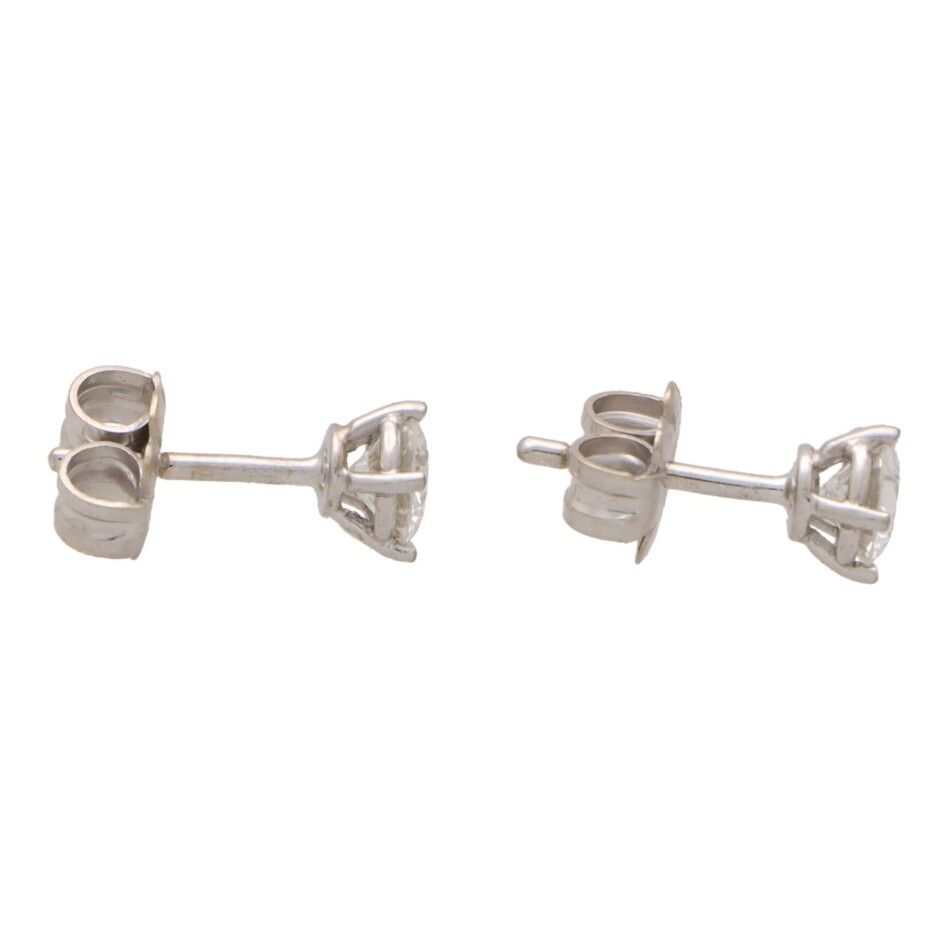 Vintage 1.50ct Diamond Solitaire Stud Earrings