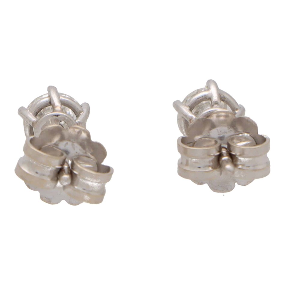 Vintage 1.50ct Diamond Solitaire Stud Earrings