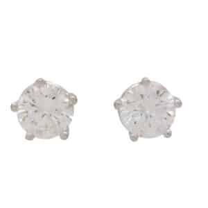 Vintage 1.50ct Diamond Solitaire Stud Earrings