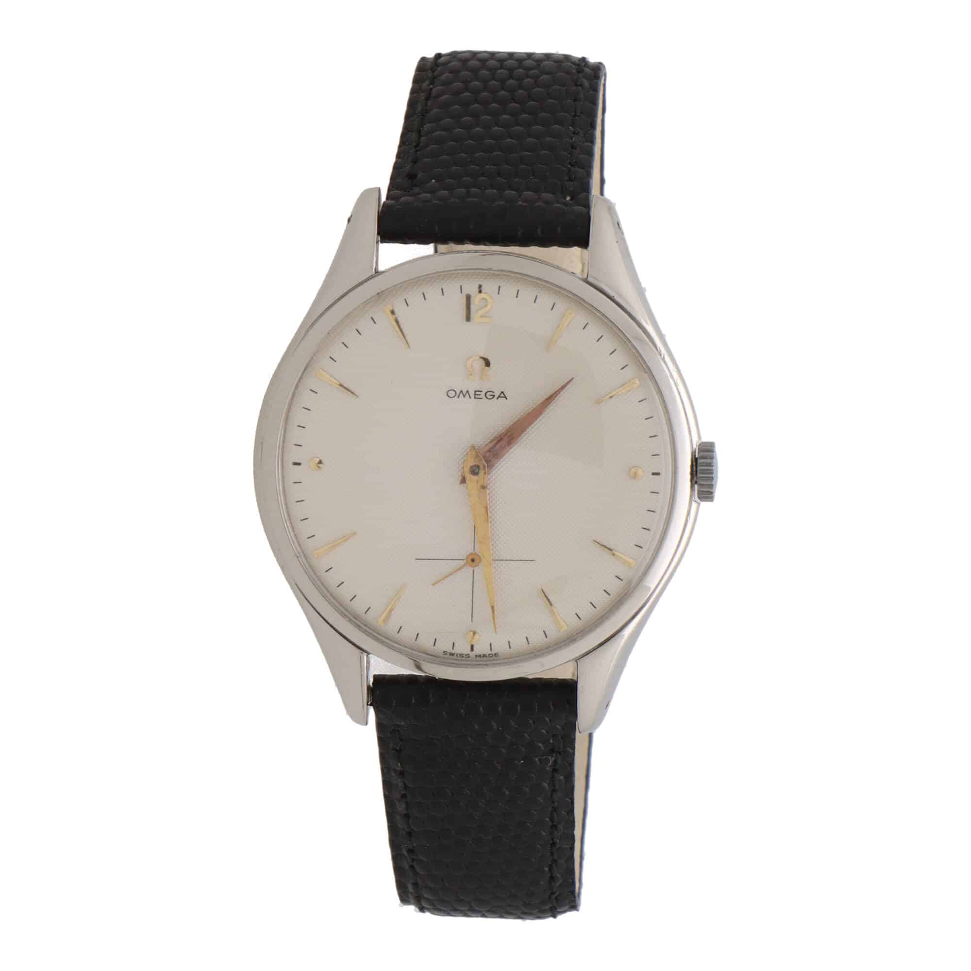 Vintage 1950 Manual Wind Omega Jumbo Watch with Textured Dial