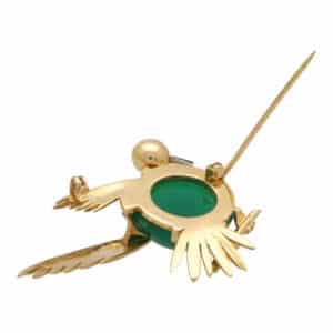 Vintage Piaget Chrysoprase and Ruby Bird Brooch