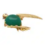 Vintage Piaget Chrysoprase and Ruby Bird Brooch