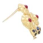 Vintage Cartier Ruby and Blue Sapphire Flower Brooch