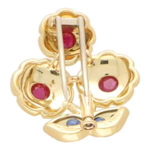 Vintage Cartier Ruby and Blue Sapphire Flower Brooch