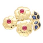 Vintage Cartier Ruby and Blue Sapphire Flower Brooch