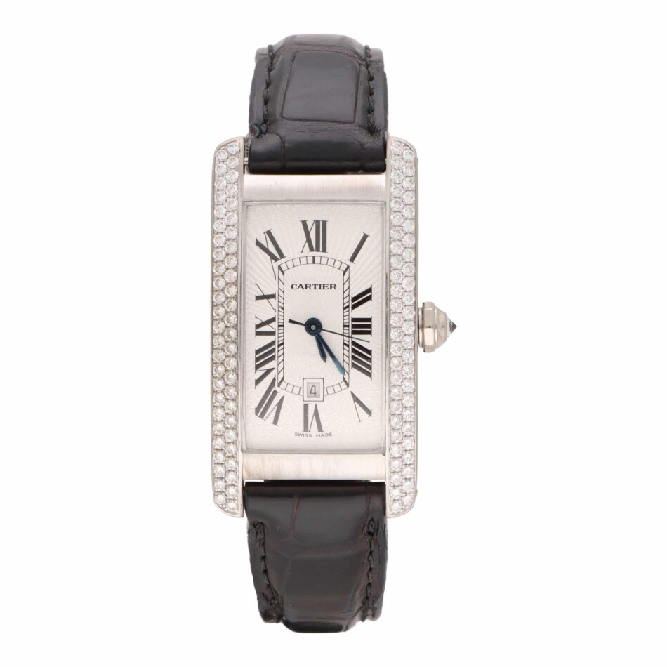 Vintage Cartier Diamond Tank Americaine Watch in White Gold