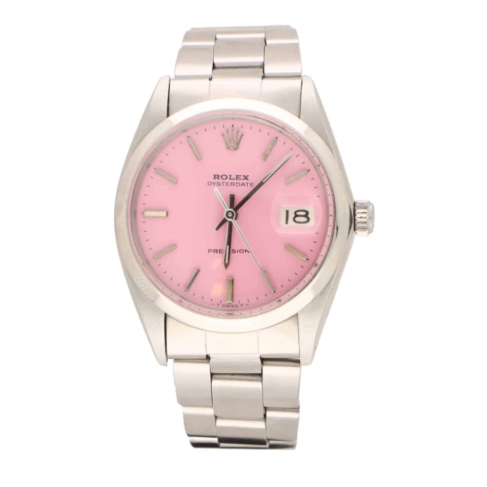 Vintage 1969 Rolex Oysterdate Precision Custom Pink Watch