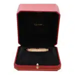 Vintage Cartier Diamond Paved Love Bangle in Rose Gold, Size 17