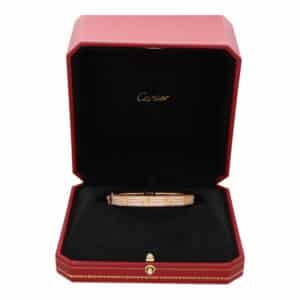 Vintage Cartier Diamond Paved Love Bangle in Rose Gold, Size 17