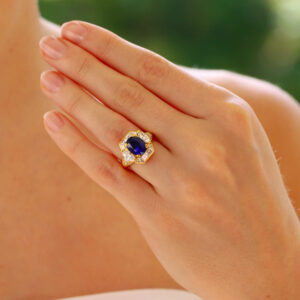 Vintage Givenchy GIA Certified Sapphire and Diamond Ring