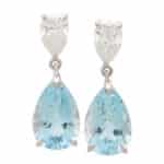 Contemporary Aquamarine and GIA Certified Diamond Drop Earrings