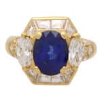 Vintage Givenchy GIA Certified Sapphire and Diamond Ring