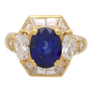 Vintage Givenchy GIA Certified Sapphire and Diamond Ring