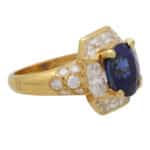 Vintage Givenchy GIA Certified Sapphire and Diamond Ring