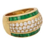 Vintage 1970's Emerald and Diamond Bombe Ring