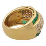 Vintage 1970's Emerald and Diamond Bombe Ring