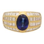 Vintage 1980's Blue Sapphire and Diamond Dress Ring