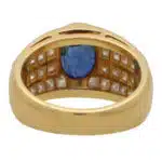 Vintage 1980's Blue Sapphire and Diamond Dress Ring