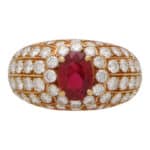 Vintage Ruby and Diamond Cluster Bombe Ring