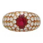 Vintage Ruby and Diamond Cluster Bombe Ring