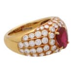 Vintage Ruby and Diamond Cluster Bombe Ring