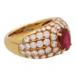 Vintage Ruby and Diamond Cluster Bombe Ring
