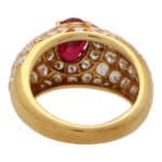 Vintage Ruby and Diamond Cluster Bombe Ring