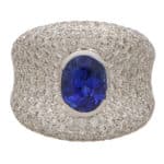 Vintage Blue Sapphire and Diamond Bombe Ring