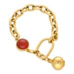 Vintage Pomellato Chunky Chain Link and Carnelian Ball Bracelet