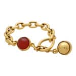 Vintage Pomellato Chunky Chain Link and Carnelian Ball Bracelet