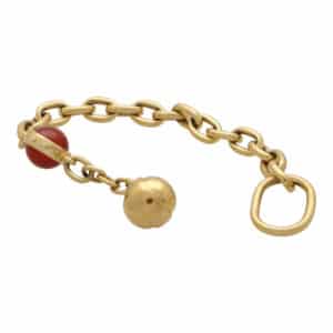 Vintage Pomellato Chunky Chain Link and Carnelian Ball Bracelet