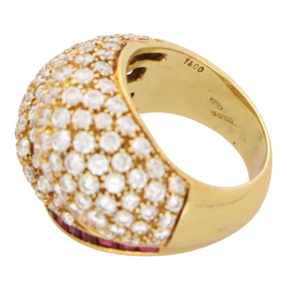 Vintage Tiffany & Co. 1980s Diamond and Ruby Bombé Ring