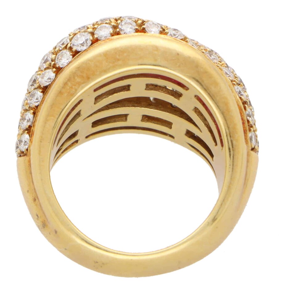 Vintage Tiffany & Co. 1980s Diamond and Ruby Bombé Ring