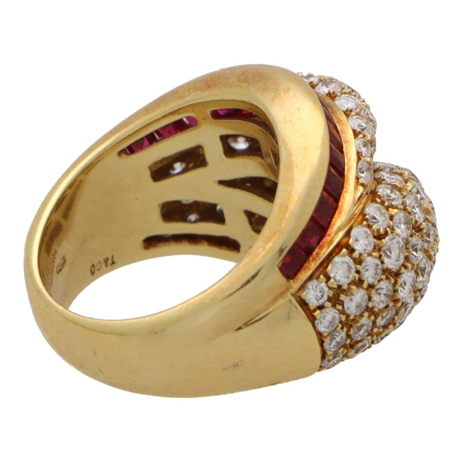Vintage Tiffany & Co. 1980s Diamond and Ruby Bombé Ring