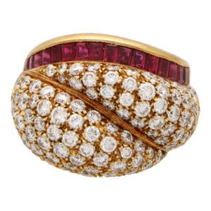 Vintage Tiffany & Co. 1980's Diamond and Ruby Bombé Ring