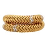 Vintage Bvlgari Diamond 'Spiga' Flexible Bangle Bracelet