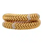 Vintage Bvlgari Diamond 'Spiga' Flexible Bangle Bracelet