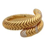 Vintage Bvlgari Diamond 'Spiga' Flexible Bangle Bracelet