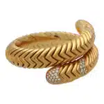 Vintage Bvlgari Diamond 'Spiga' Flexible Bangle Bracelet