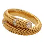 Vintage Bvlgari Diamond 'Spiga' Flexible Bangle Bracelet