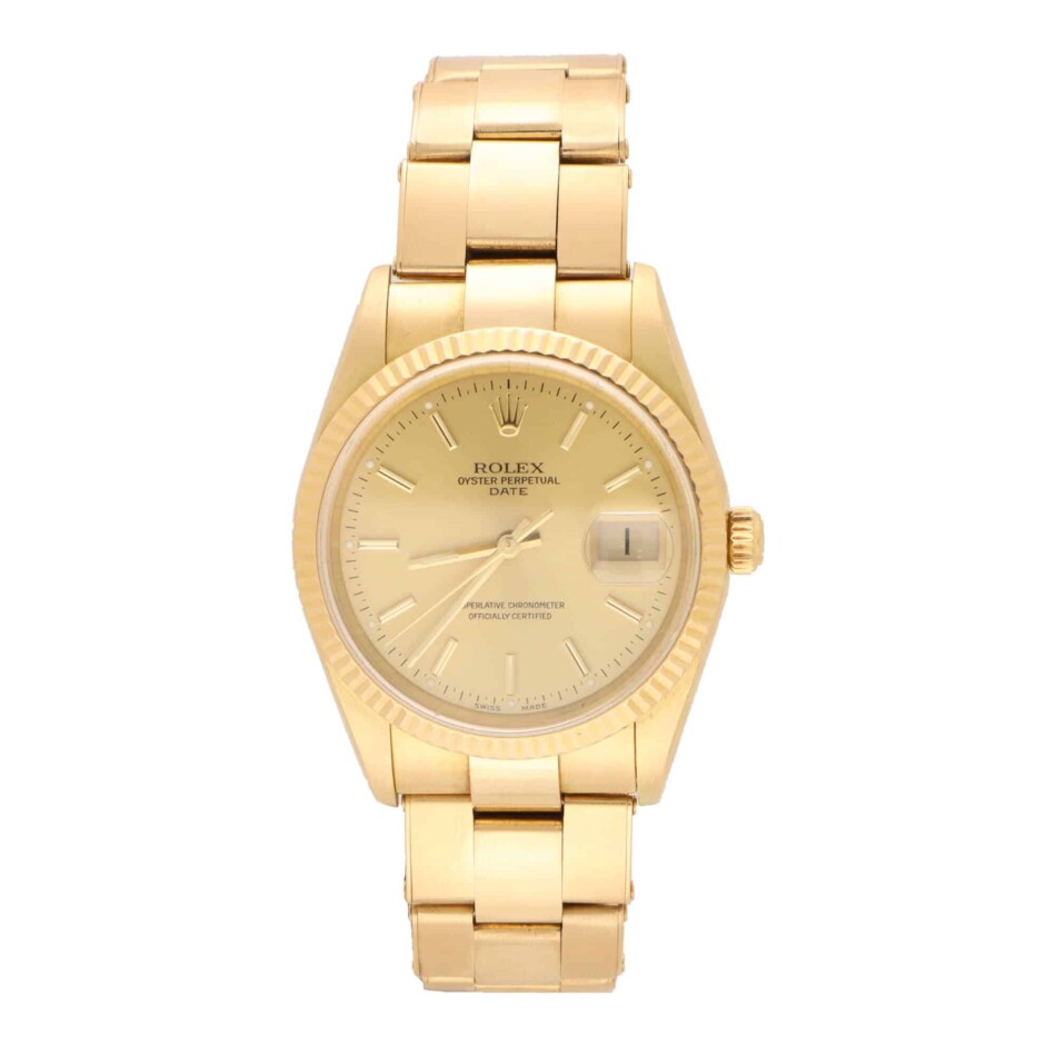 Vintage 1999 Yellow Gold Rolex Oyster Perpetual Date Watch
