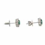 Contemporary Emerald and Diamond Cluster Earrings in White Gold