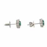 Contemporary Emerald and Diamond Cluster Earrings