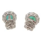 Contemporary Emerald and Diamond Cluster Earrings in White Gold